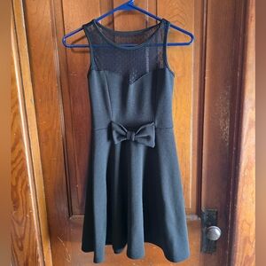 January 7 Black Dress with Sheer Polka Dot Detail Wimsigoth